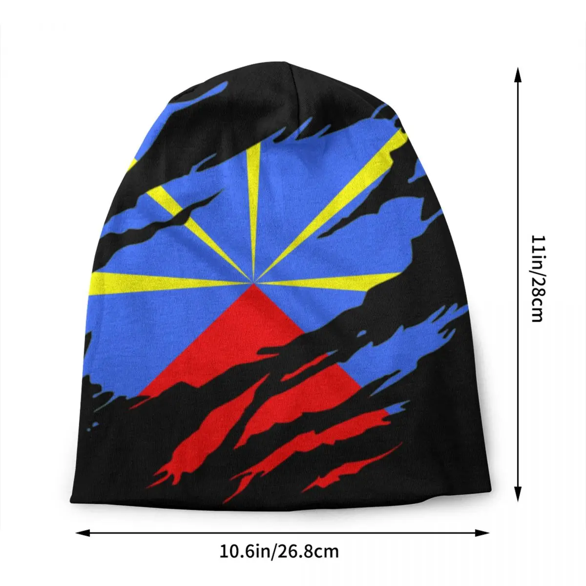 Reunion Island Flag Torn Style Bonnet Hats Street Knitting Hat For Men Women Winter Warm Skullies Beanies Caps