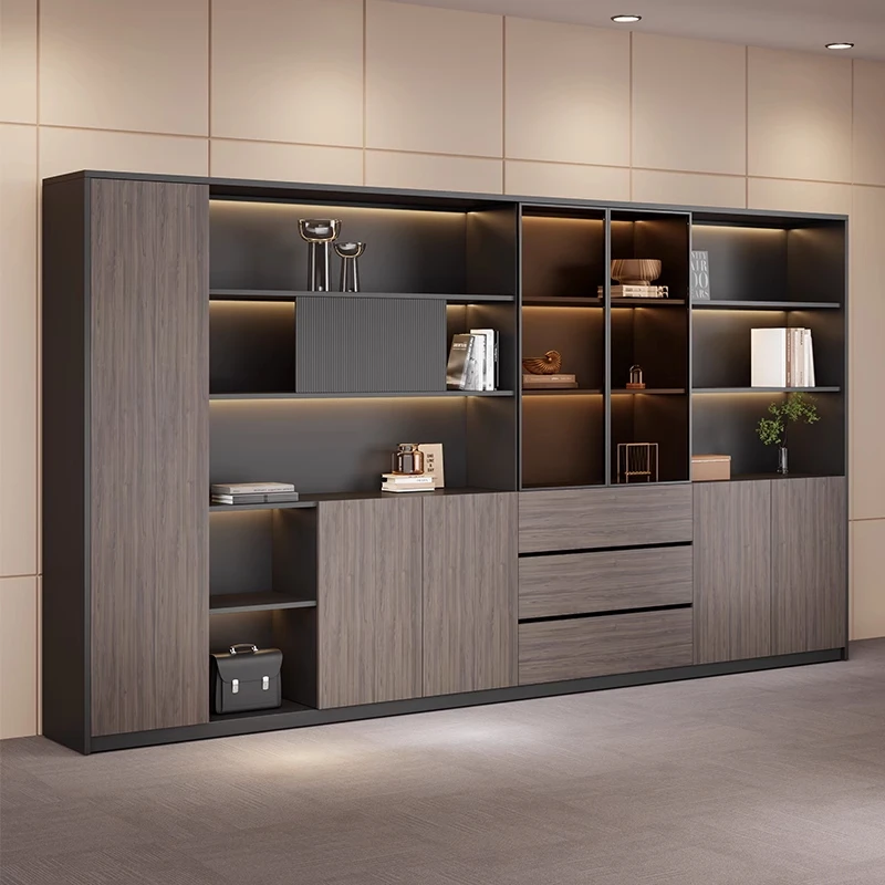 

Boss Office File Modern Background Data Cabinet Storage Cabinet Against Wall Wooden Bookcase Wardrobe With Lock