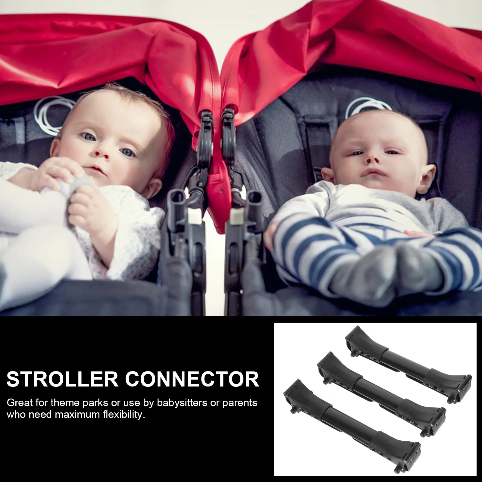 

3Pcs Baby Stroller Connector Aluminum Universal Adjustable Twin Stroller Connector Pushchair Link for Outdoor Twins