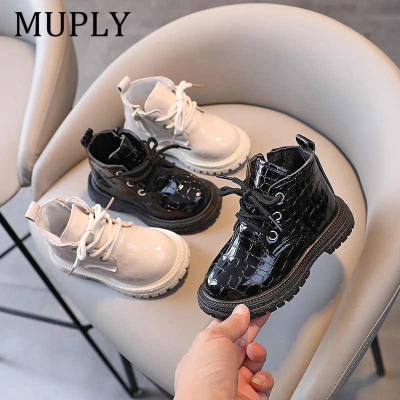 Children Spring Autumn short Boots Boys Fashion Solid British Boots Girls Fashion Warm Short Boots Baby Quality Leather Shoes