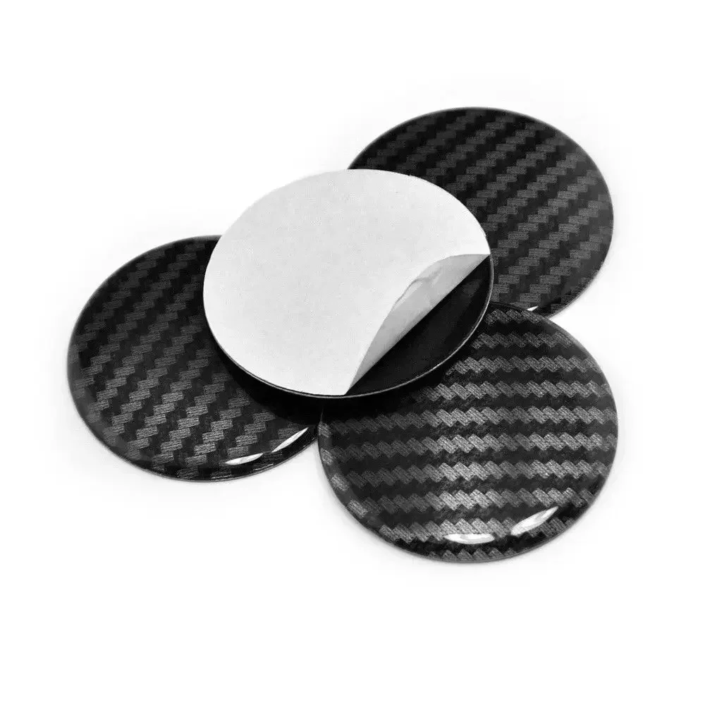 Carbon Pattern Style Set Stickers Kit 56mm Emblem Wheel Cover Decor Aluminum Hub Accessories Exterior 4pcs Durable