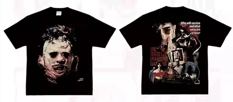 

Texas Chainsaw Massacre American Horror Movie Small Neckline Do Old Niche Hip Hop Cotton Long Short Sleeve T-shirt Trend