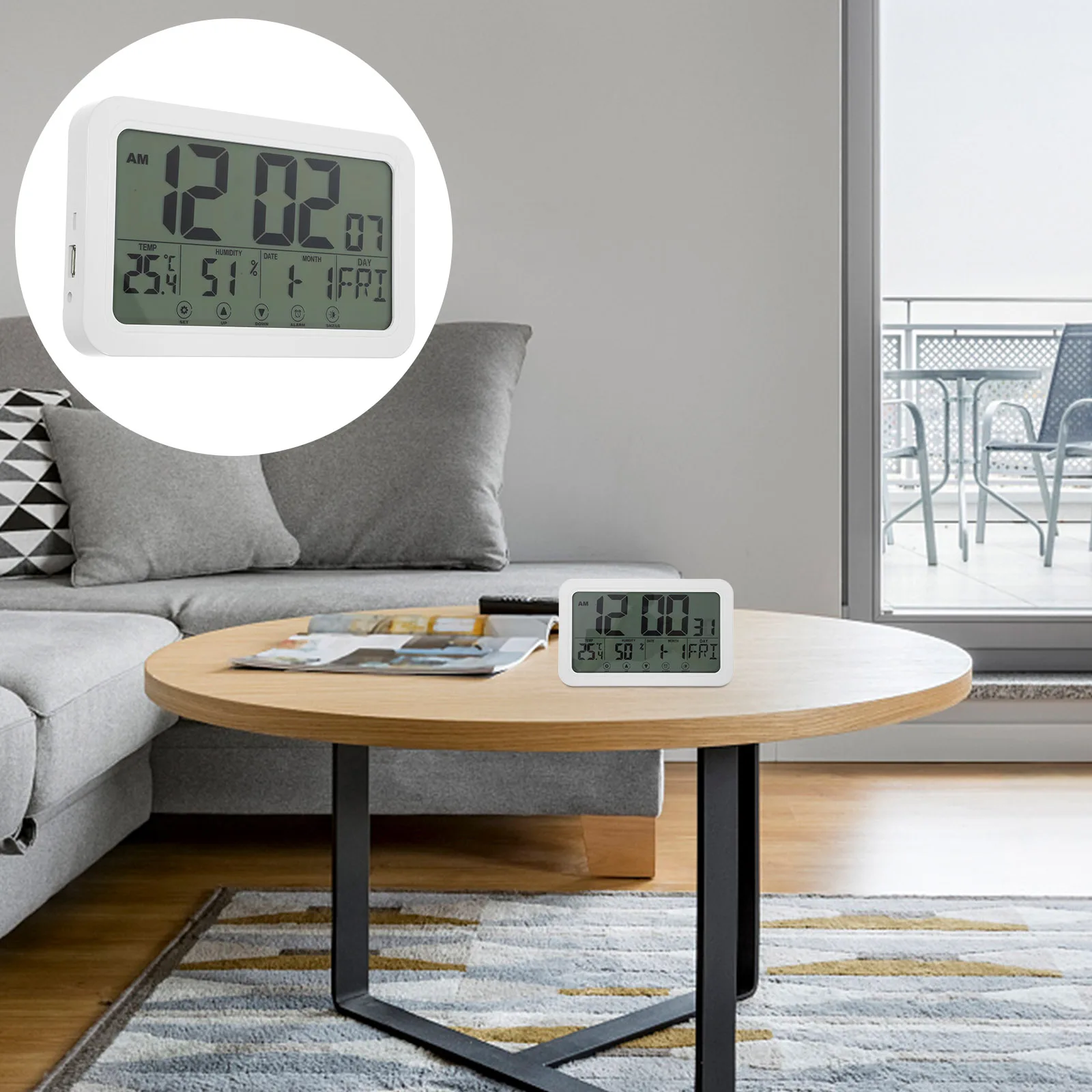 

Digital Temperature Humidity Clock Plastic Alarm Multi Function Electronic Compact Wall Home Bedroom Office Stylish Fashion