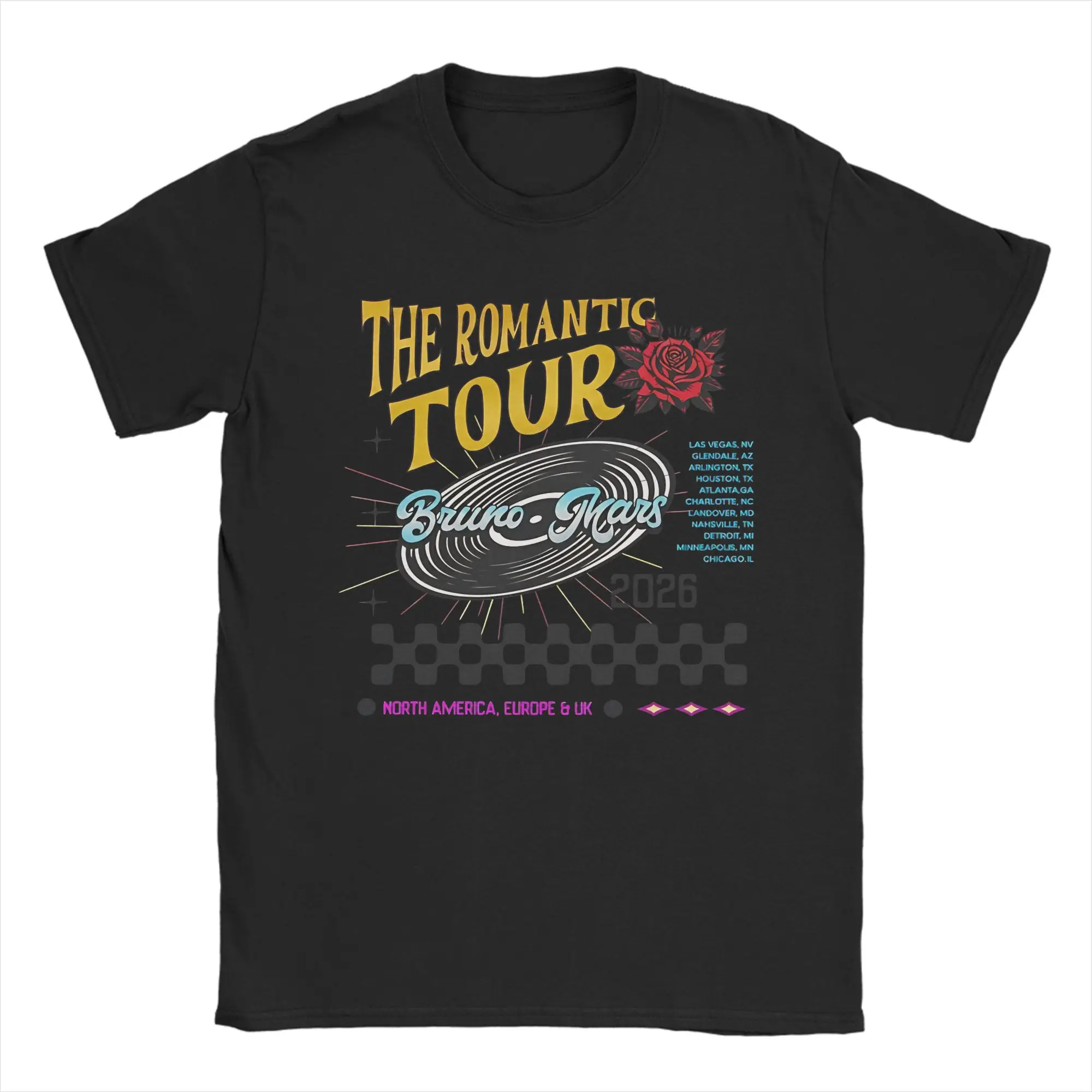

Bruno Marss The Romantic Tour 2026 Rose T Shirt Summer Harajuku T Shirts Male Cotton O Neck 4XL 5XL 6XL Top Tees Vintage Tshirt