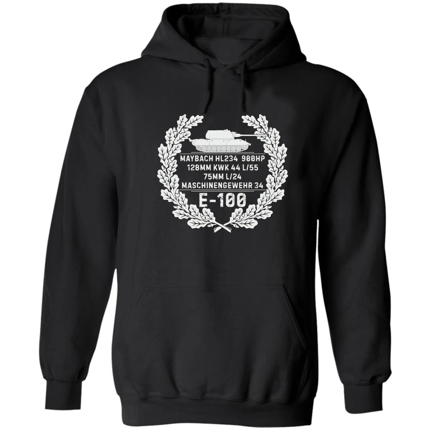 

WWII German E-100 Tiger-Maus Tank Wreath of Oak Leaves Pullover Hoodie 100% Cotton Comfortable Casual Mens Sweatshirt Streetwear