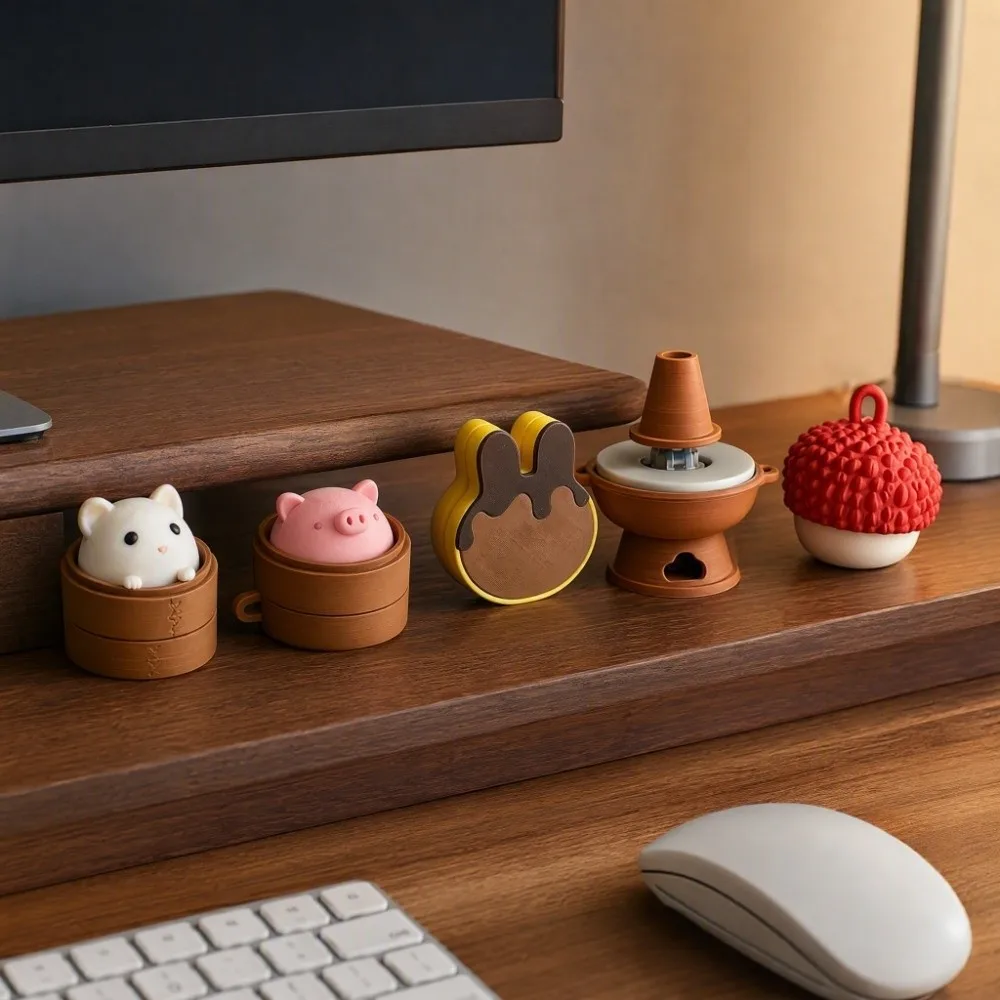 Funny Food Shape Toast Keyboard Clicker Squeeze Finger Press Dessert Cheese Keyboard 3D Printed Cartoon