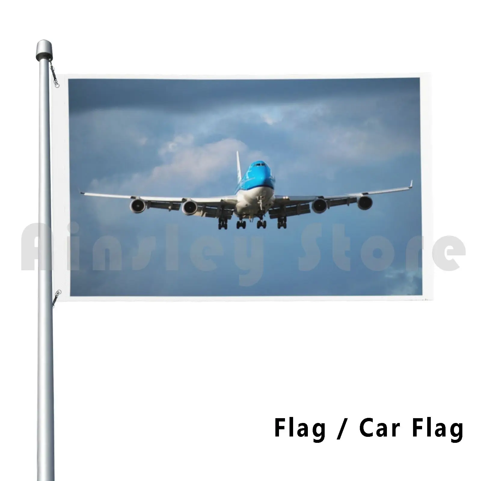 Klm 747-400 Nose On Landing Outdoor Decor Flag Car Flag 747 400 Nose Boeing Flying Flight Aviation Pilot Airways Jumbo