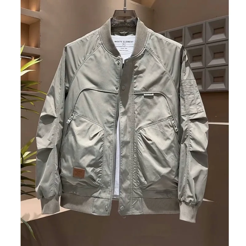 

Spring Autumn New Faion Patchwork Baseball Collar Jaet Men's Simple Color Casual Loose Versatile Trendy Outerwear