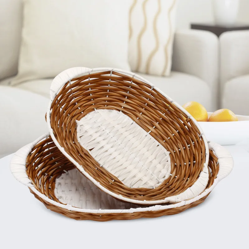 Handmade Woven Basket Imitation Rattan Woven Storage Basket Popcorn Basket