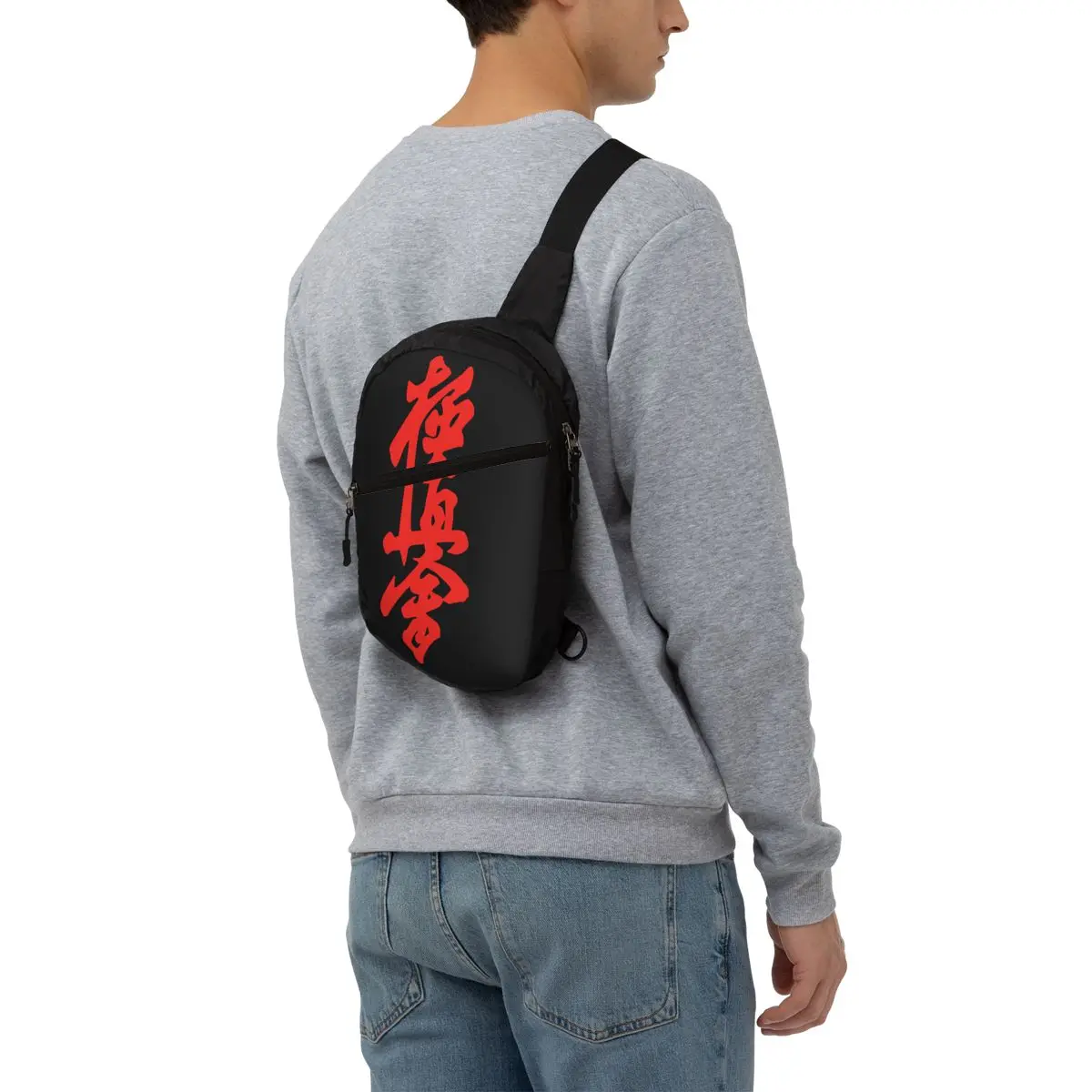 Benutzerdefinierte Kyokushi Karate Sling Taschen Männer Mode Kampfkunst Schulter Umhängetasche Brust Rucksack Radfahren Camping Daypack