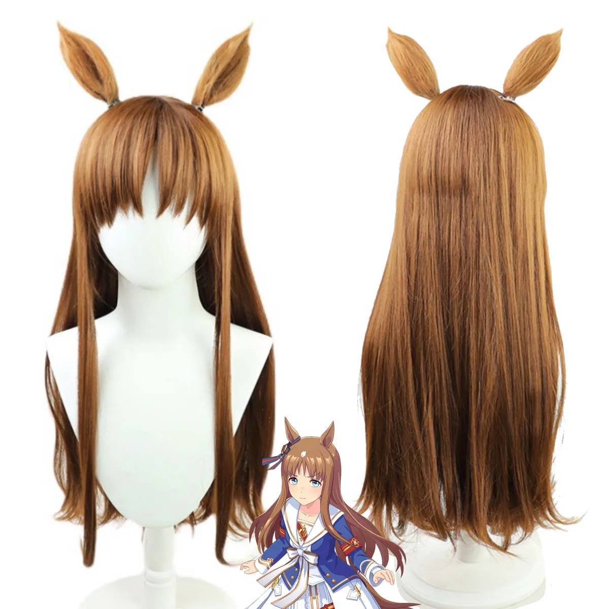 

Парик для косплея Uma Musume Pretty Derby Grass Wonder с ушками, аксессуар для аниме-ролевых игр и костюмированных вечеринок