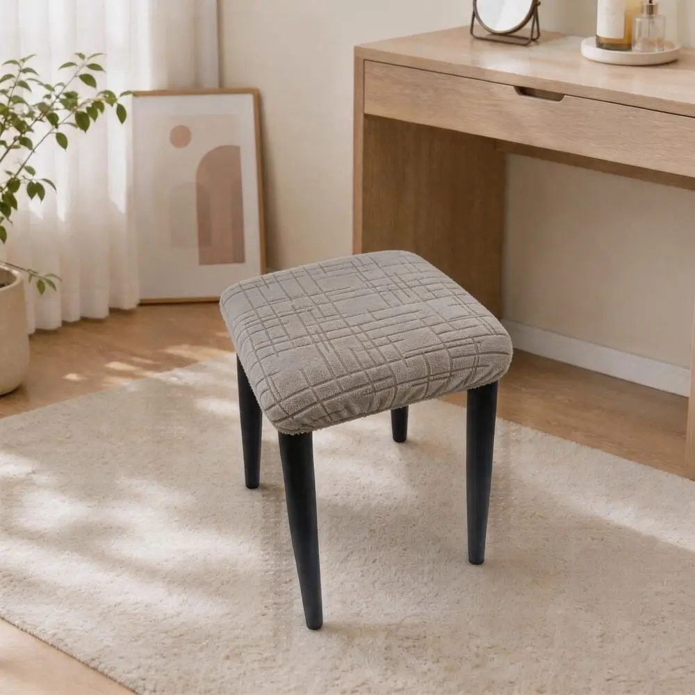 Solid Color Chair Seat Cover Waterproof Washable Stool Cover Removable Square Shape Stretch Seat Covers for Square Chairs
