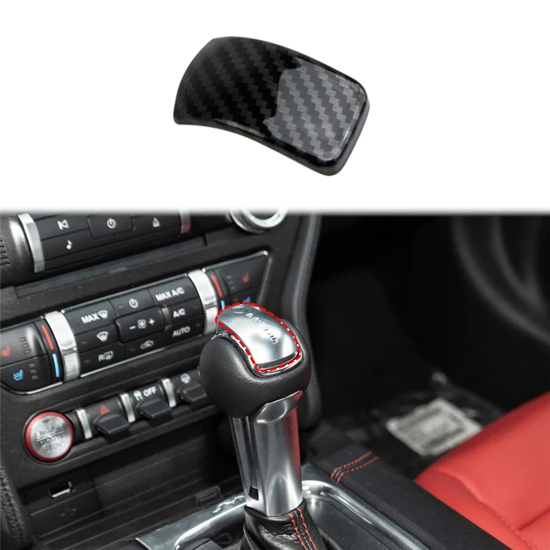 

A04E-Center Console Gear Shift Head Cover Trim For Ford Mustang 2024 Interior Accessories Carbon Fiber