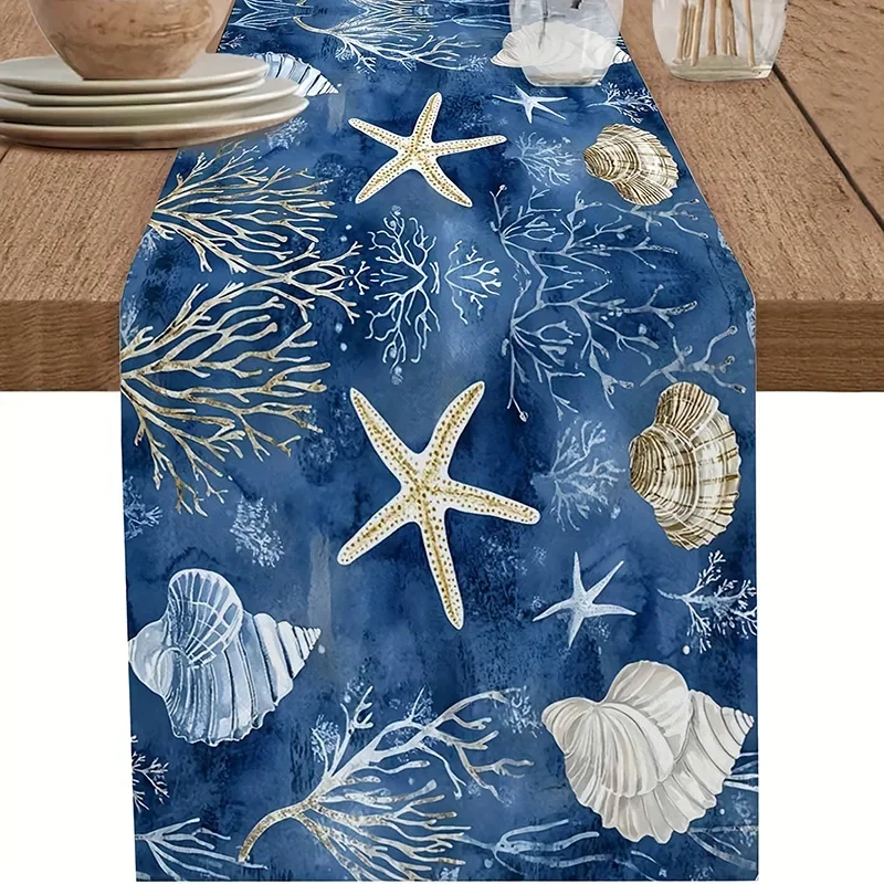 Linen Table Runner Orange Ivory Pumpkins with Autumn Daisies on Off White Fall Harvest