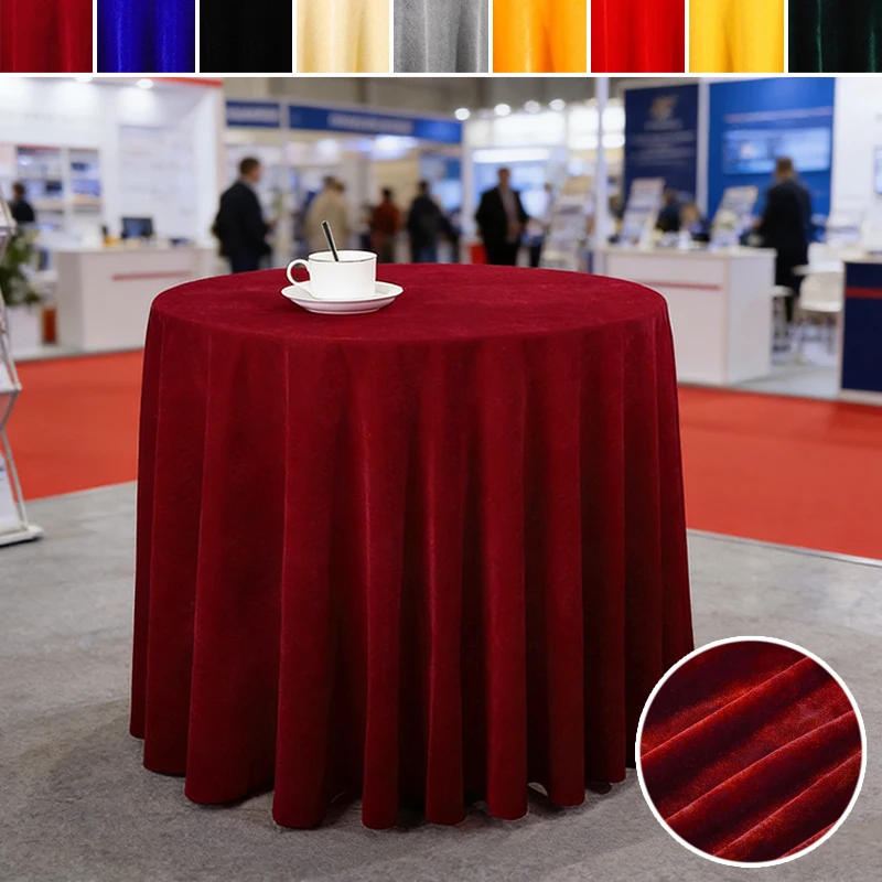 

Velvet Round Square Conference Tablecloth 120-200cm Solid Color Professional Durable Easy Clean for Hotel Office Wedding Event