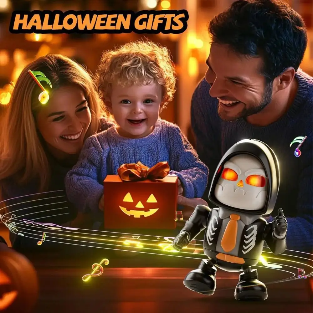 

Plastic Halloween Dancing Robot Toy with Sound Simulation 3D Skeleton Dancing Toy Light Craft Decor