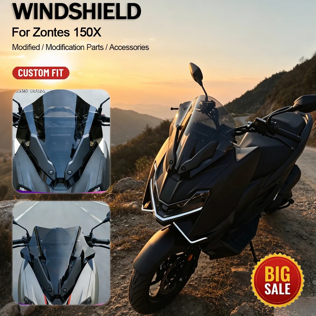 Competitive Windshield Modification Parts for Zontes 150X Motorcycle Competitive Front Windshield Glass Modified Accessories Par