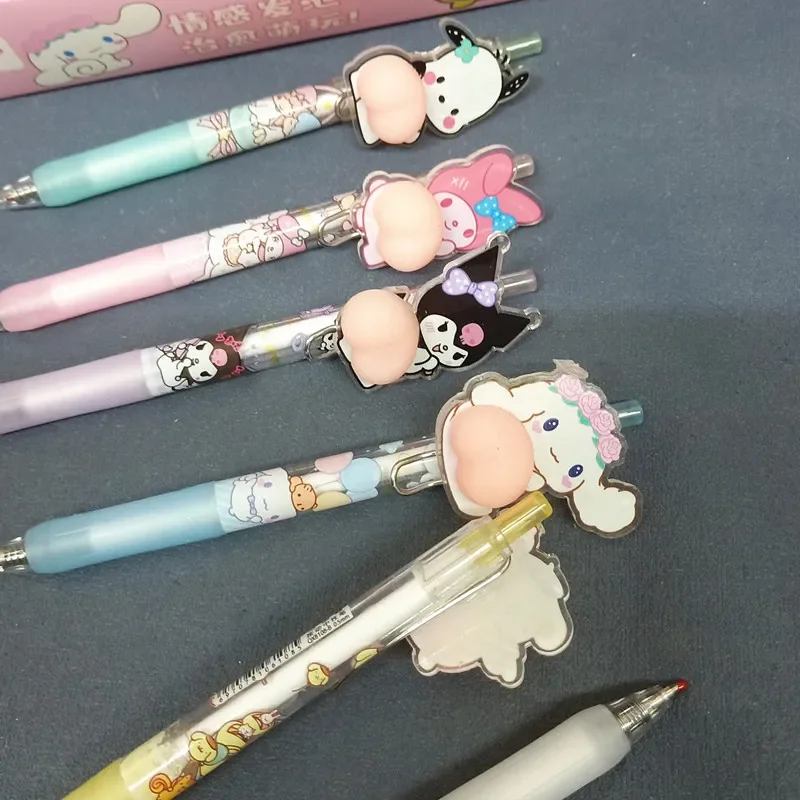 Imagem -04 - Descompressão Ass Press Gel Pen Anime Sanrio Caneta Preta Fragrância 3d Minha Melodia Kuromi Kawaii 54 Pcs