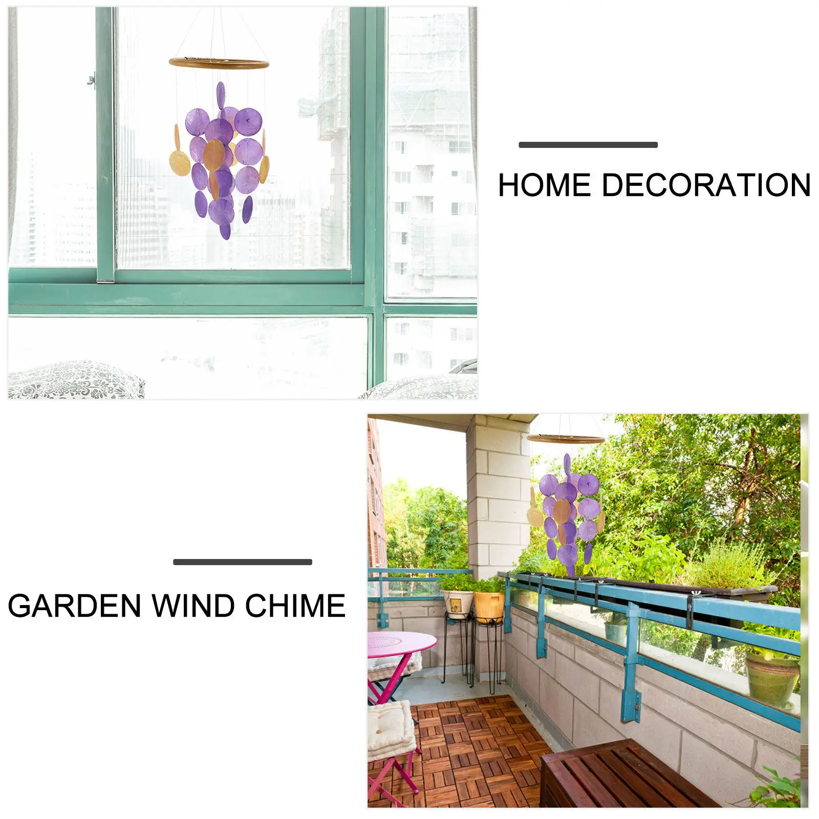 1Pcs Sea Shell Wind Chime Ornament Handcrafted Design Melodious Sound Home Garden Outdoor Decoration Hanging Pendant