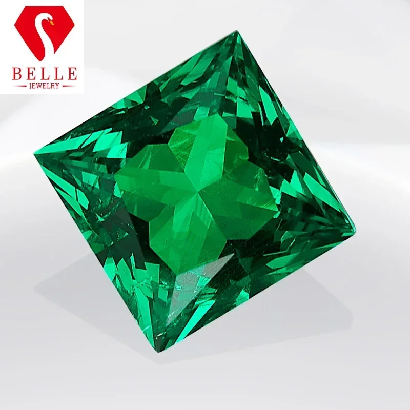 

NEW Natural Green Color Brilliant Princess Cut Hydrothermal Lab Grown Emerald AGL Certificated Diamond Gemstones Jewelry Making