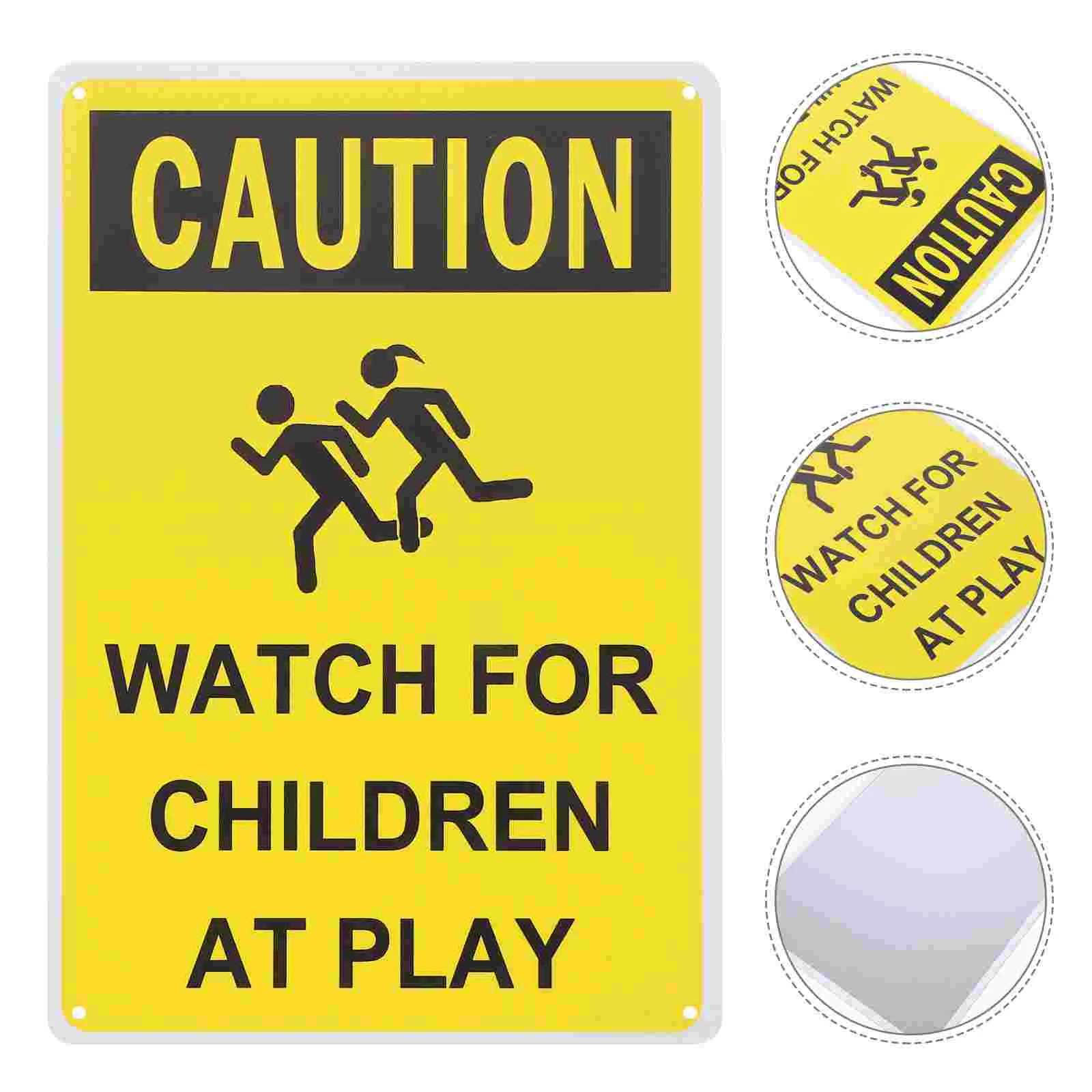 Safety Signs Car LED Caution Childen at Pkay Door Children Sturdy Metal for Warning Double Sided