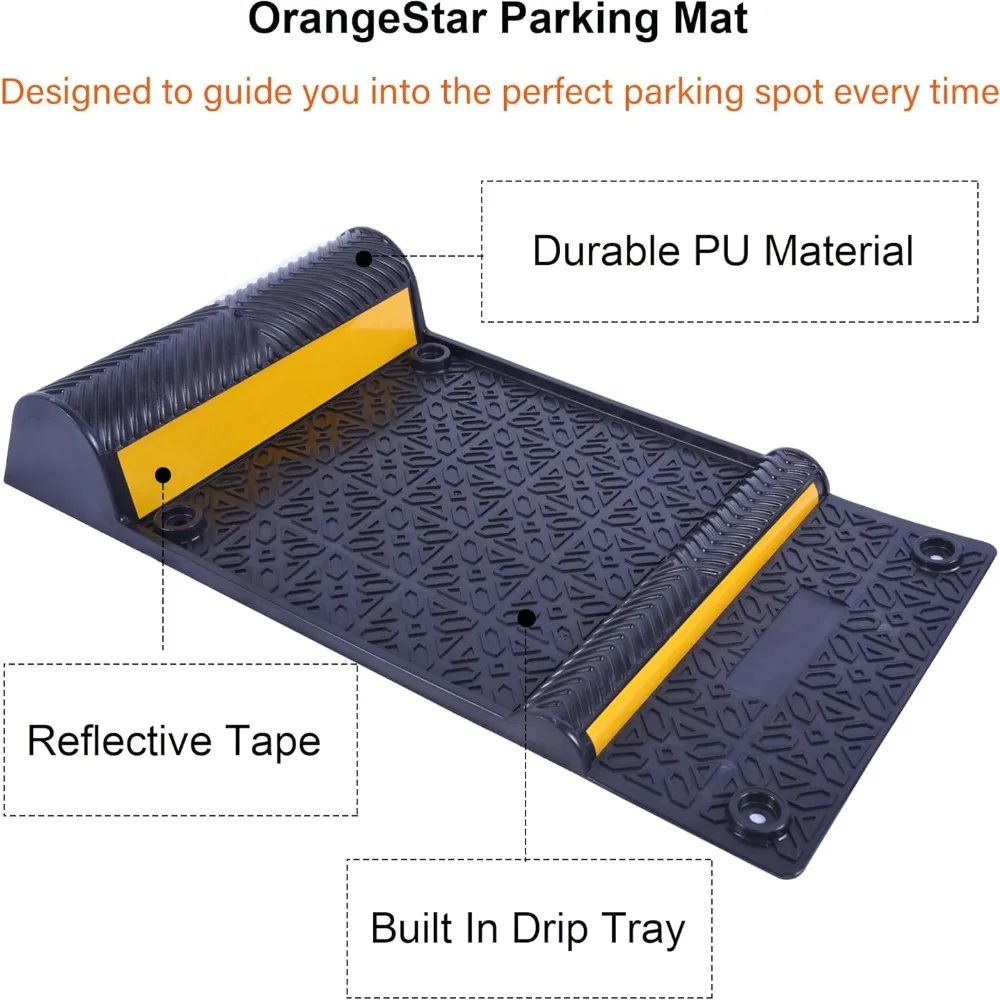 Heavy Duty 8 Pack Parking Guide Mats with Reflective Stripes for Vehicle Safety in Garages and Outdoor Spaces