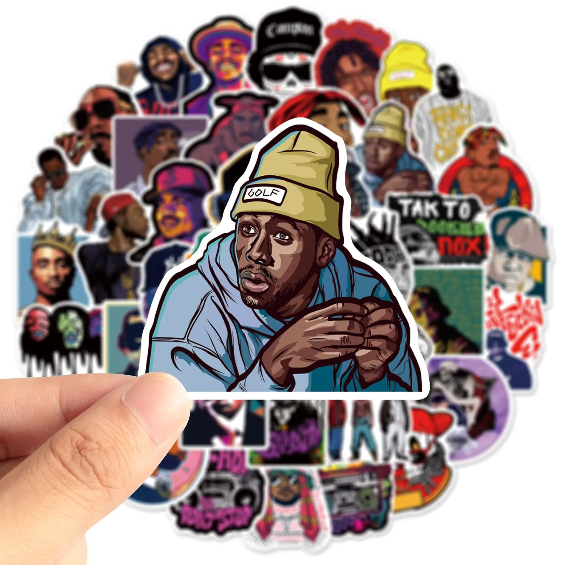 50pcs Rap Trend Hiphop Stickers Pack Ipad Phone Case Scrapbook Motorcycle Rapper Sticker Vintage DIY Journal Accessories