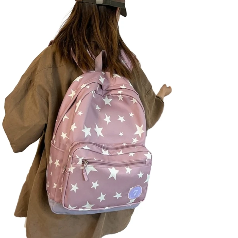 Bolsa viaje, mochila con estampado estrellas para niñas, mochilas escolares para estudiantes, mochilas ligeras E74B