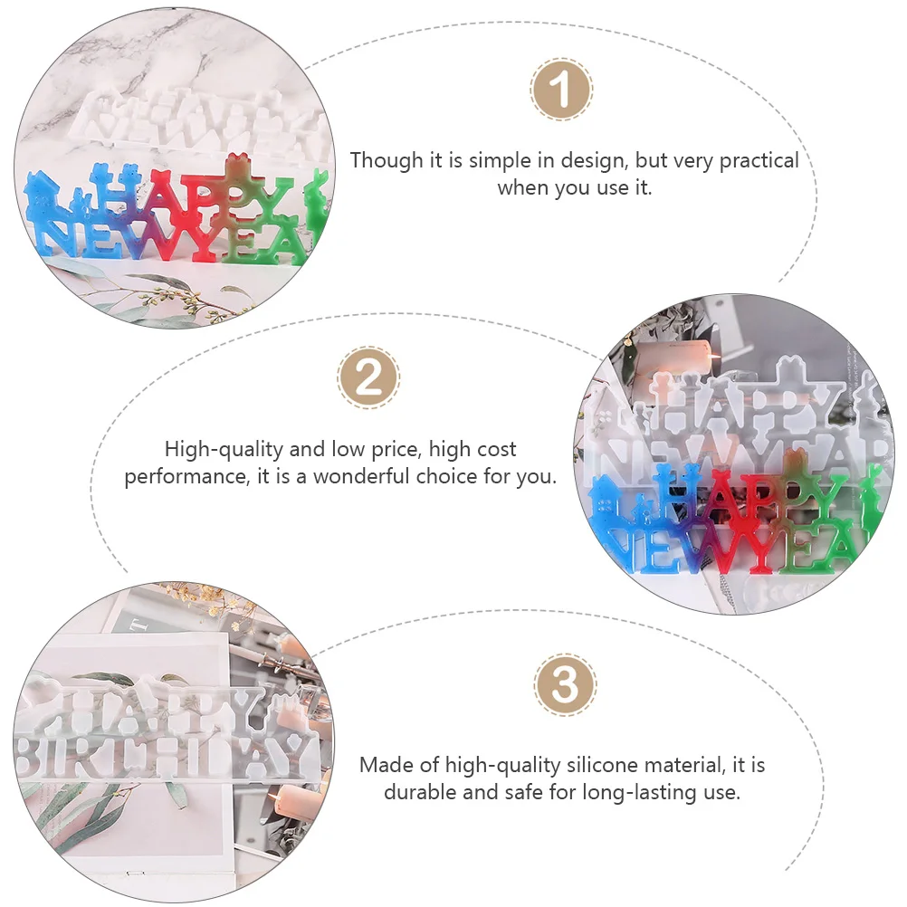 

1pc Silicone Diy Birthday Ornament Mold Durable Easy Wash Letters Party Decoration Craft Supply For Jewelry Making