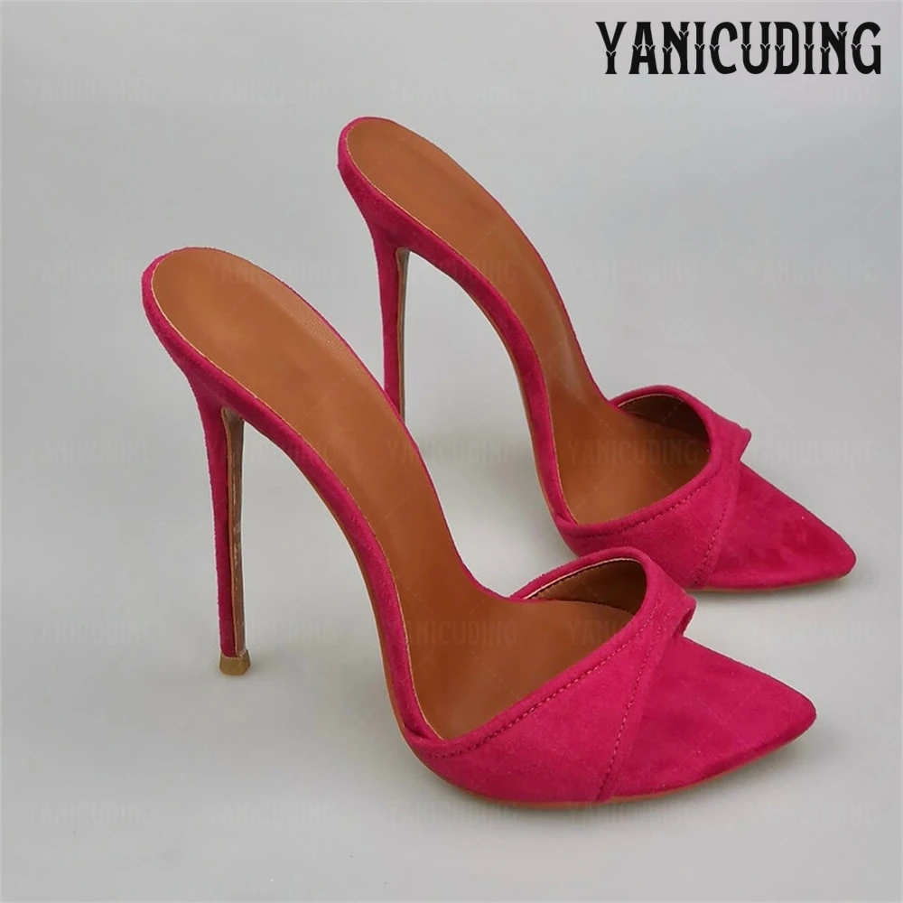 متعدد الألوان الجلد المدبوغ البغال أشار تو سوبر عالية الكعب خنجر النعال مثير موضة أحذية الصيف الانزلاق على الصنادل ألوان مخصصة جديد #3