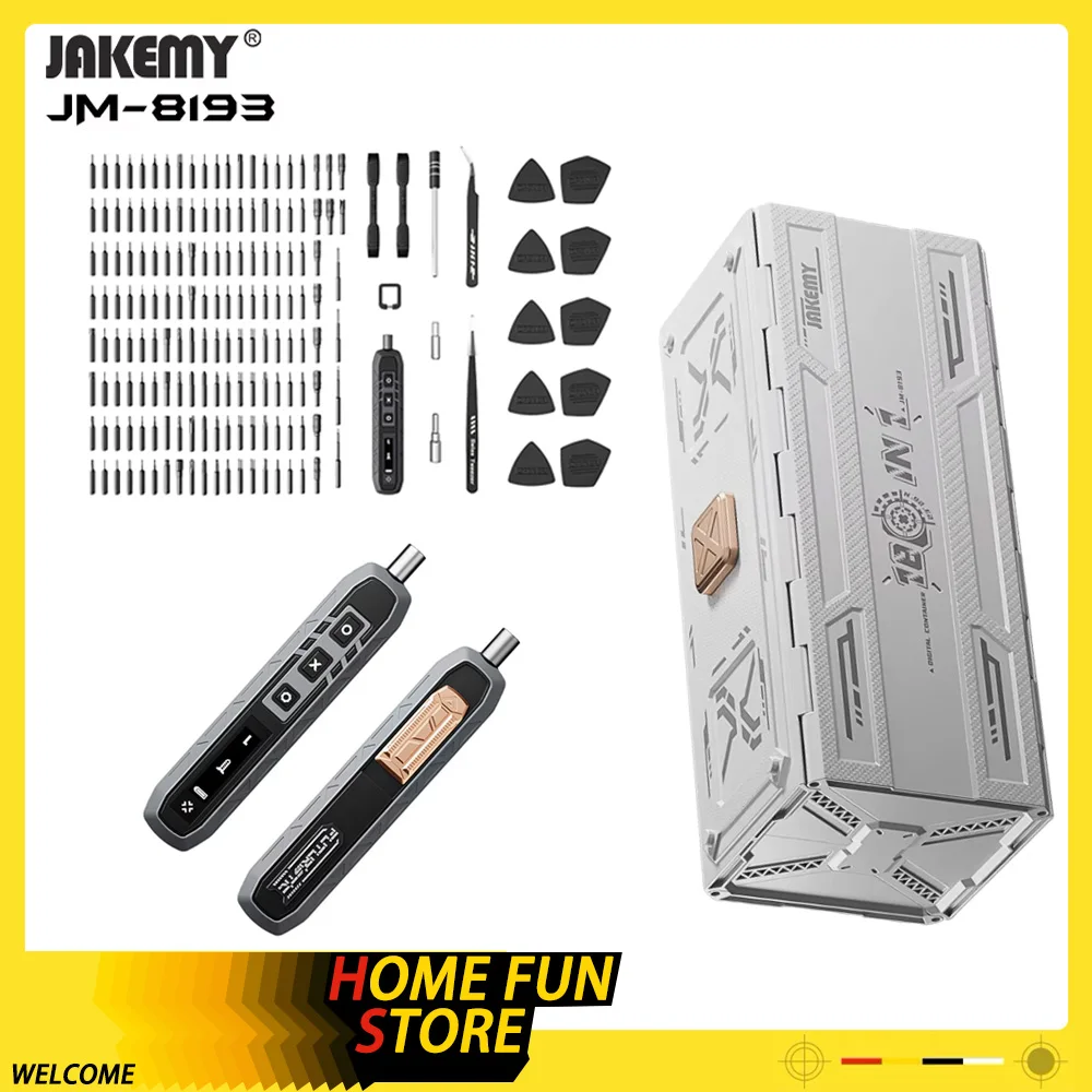 Jakemy Jm-8193 3.7v Electrical Screwdriver Sets Smart Cordless Electric Screwdrivers 500mah Customize 162 Pcs Bits Power Tools