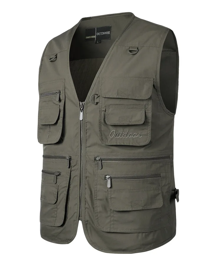 Men's Vest with Multiple Pockets Loose Fit Outdoor Fishing Photography Journalist Casual Summer Sleeveless Jacket 16 Pockets