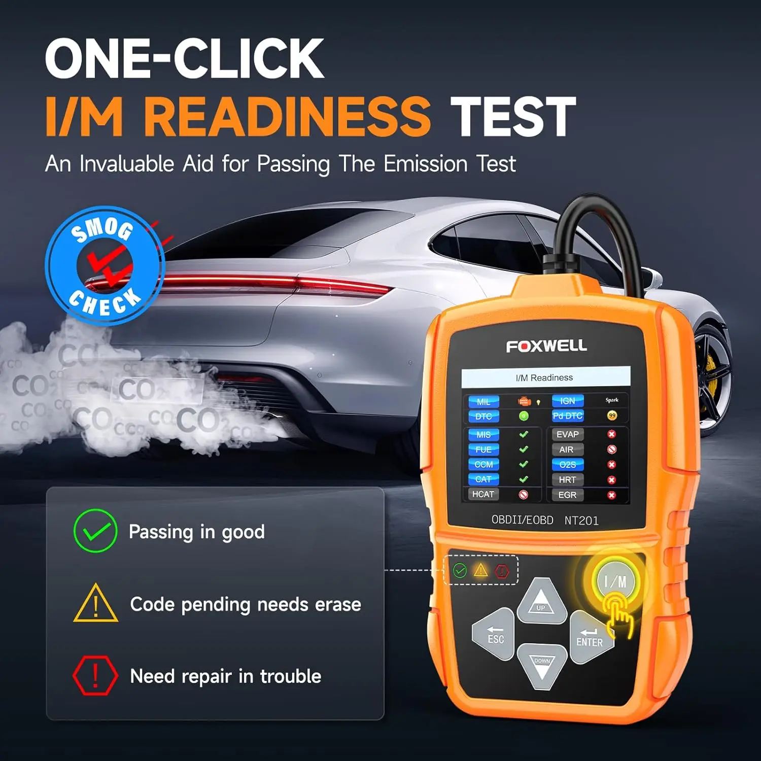 Foxwell NT201 OBD2 Automotive Scanner Check Engine Light Professional Car Code Reader OBD II Car Diagnostic Scan Tool PK ELM327