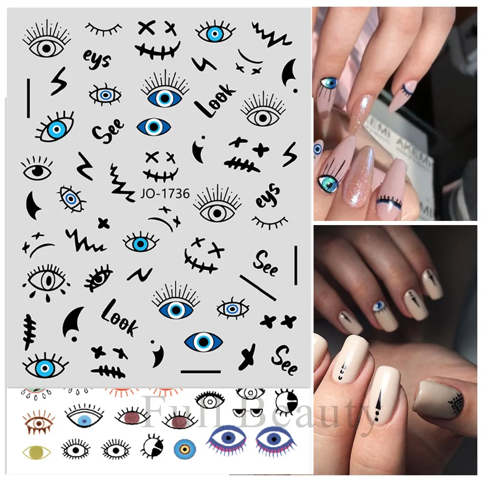 3D Blue Eye Design Naklejki na paznokcie Evil Eye Naklejki do zdobienia paznokci Akcesoria do manicure Letnie marmurowe tatuaże Folie