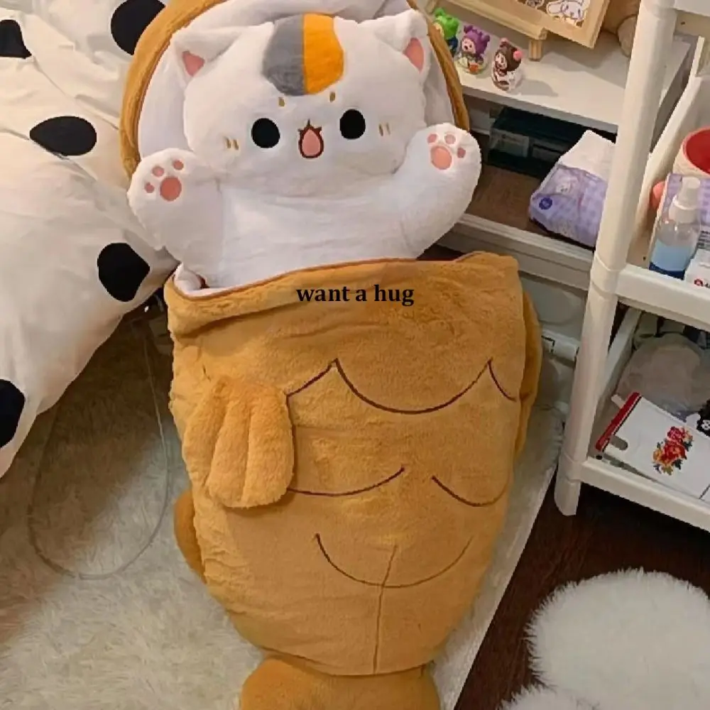 

30-80CM Taiyaki Cat Plush Toy Lovely Doll Creative Stuffed Animal Home Decor Fish Plushy Throw Pillow Birthday Gifts for Girls
