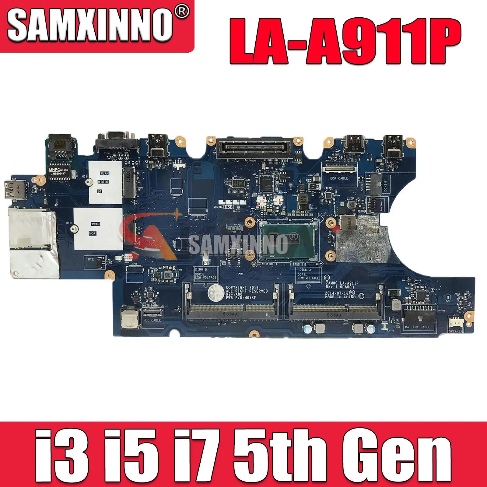 

LA-A911P For dell Latitude 15 5550 E5550 Notebook Motherboard CN-0XGMKX 0V82HM Mainboard with 3755U i3 i5 i7 5th Gen CPU