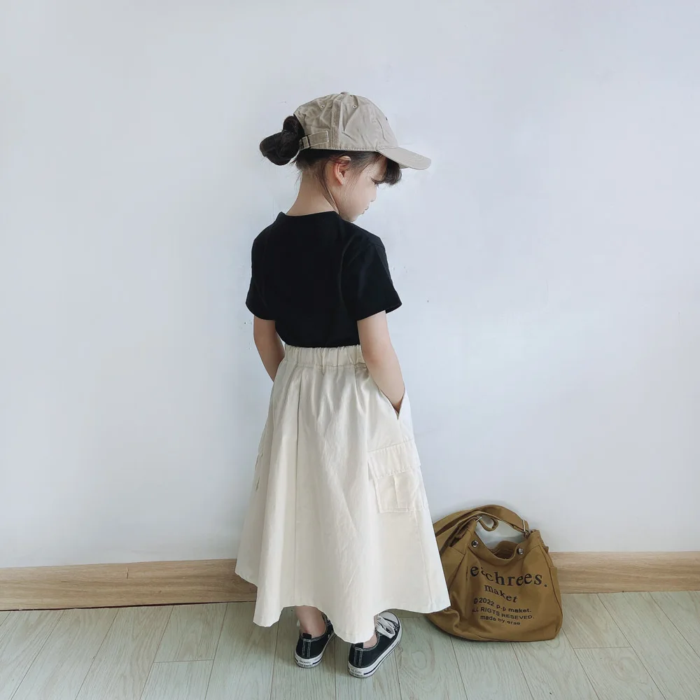 Spring and Summer Parent-child Clothing Japanese and Korean Girls' Casual Tooling Style Swinging Long Children's Umbrella Skirt
