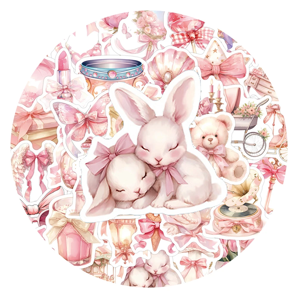 

10/30/60pcs Cute Pink Girl Cartoon Graffiti Stickers Aesthetic Coquette Decals for Notebook Laptop Guitar Kawaii Sticker Kid Toy