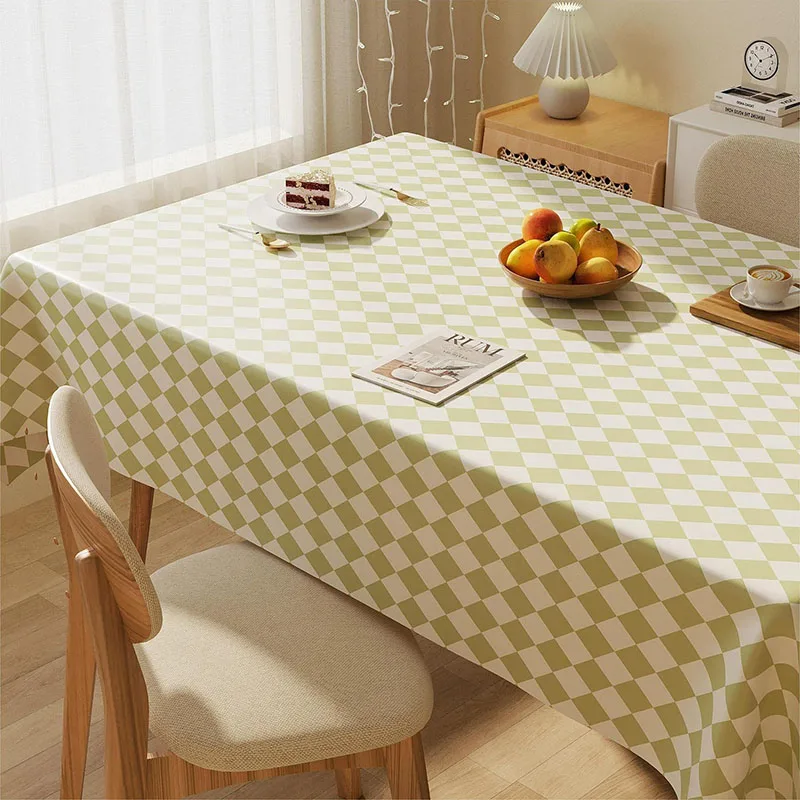 Ins Style Pvc Water Plaid Tablecloth Korean Oil-Proof Easy-Care Table Mat for Dining Hotel Cozy Banquet Party Home Decoration