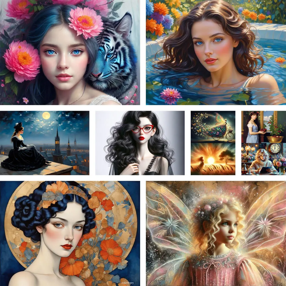 

Portrait Beautiful Girl Pre-Printed 11CT Cross Stitch DIY Embroidery Set Sewing Handmade Handiwork Craft Stamped Wholesale Gift