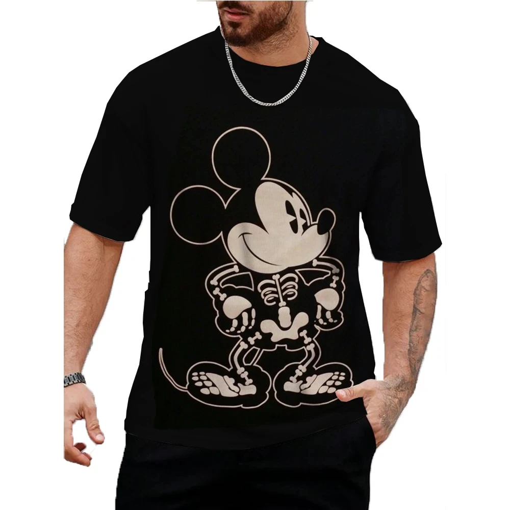 Disney Summer Men Fun Mickey Mouse T-Shirt Cute Cartoon Tops Tees Fashion Short Sleeve Clothing Male Daily Casual Streetwear