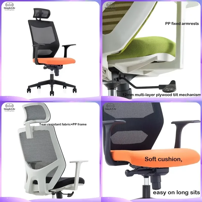 Ergonomic Mesh Office Chair with Adjustable Height Lumbar Support Headrest High Back Computer Chair for Home Office
