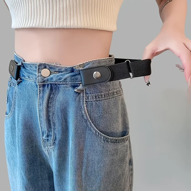 Unisex buckle-free elastic belt, adjustable elastic invisible belt, suitable for trousers and trousers, one size fashion belt