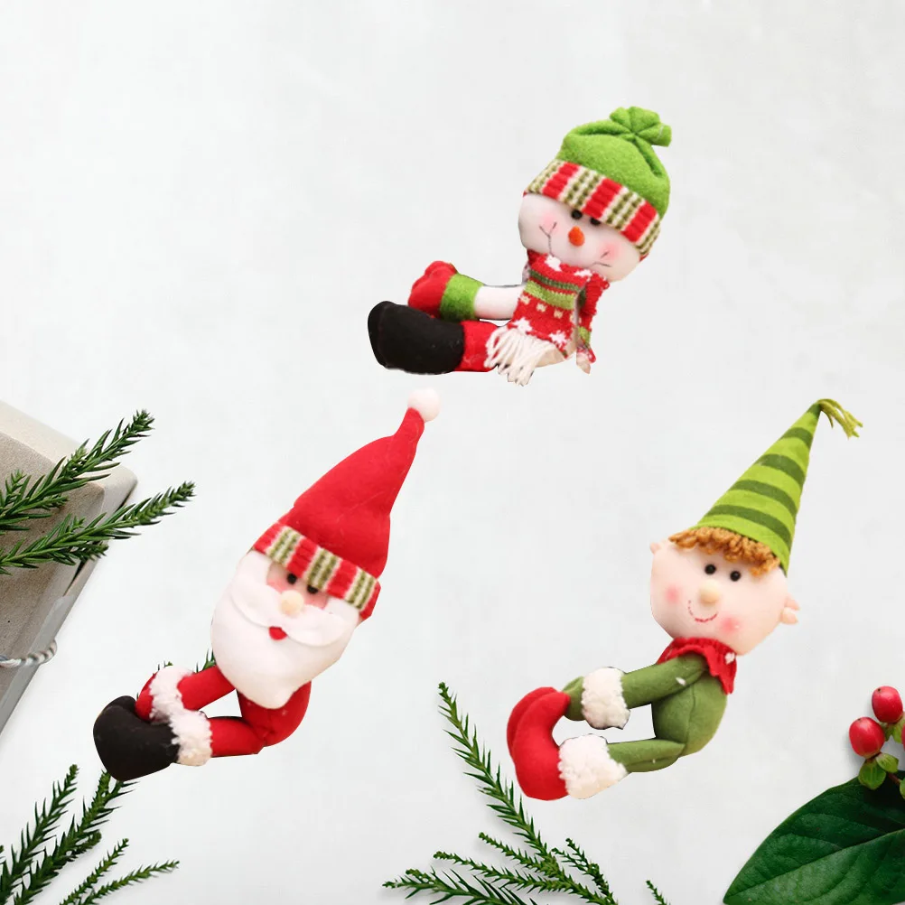 

3 Pcs Christmas Wine Bottle Set Hug Santa Claus Decoration Cover Covers Top Hat
