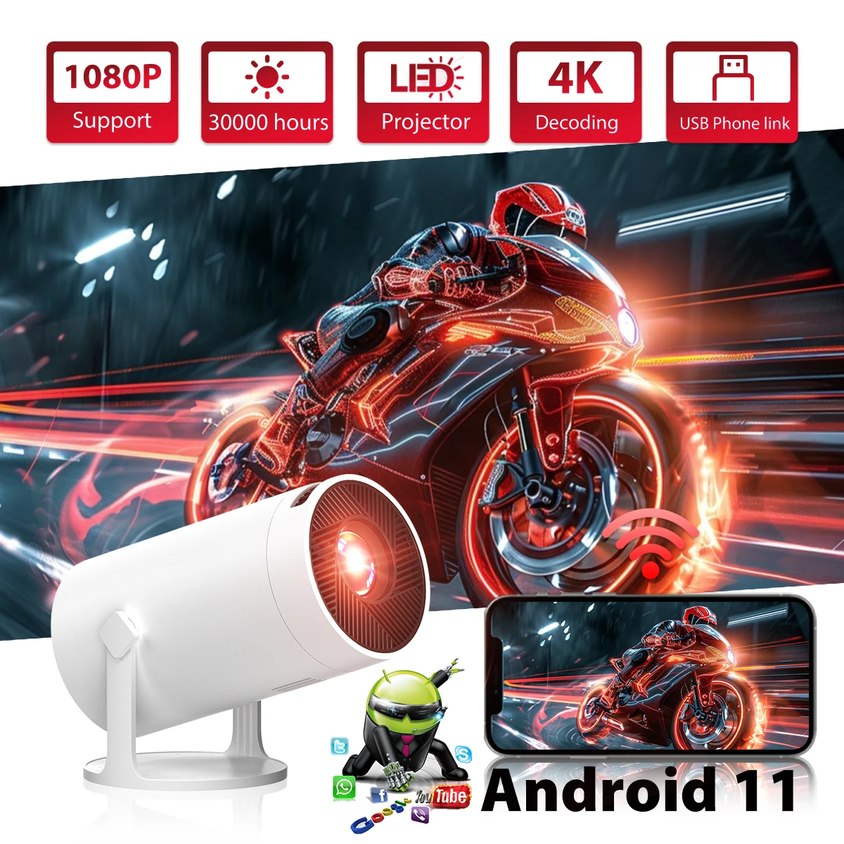 

Портативный домашний проектор Z10 Pro, 70 люмен, 1280*720P, нативная система Android, автоматическая коррекция трапецеидальных искажений, ручная фокусировка