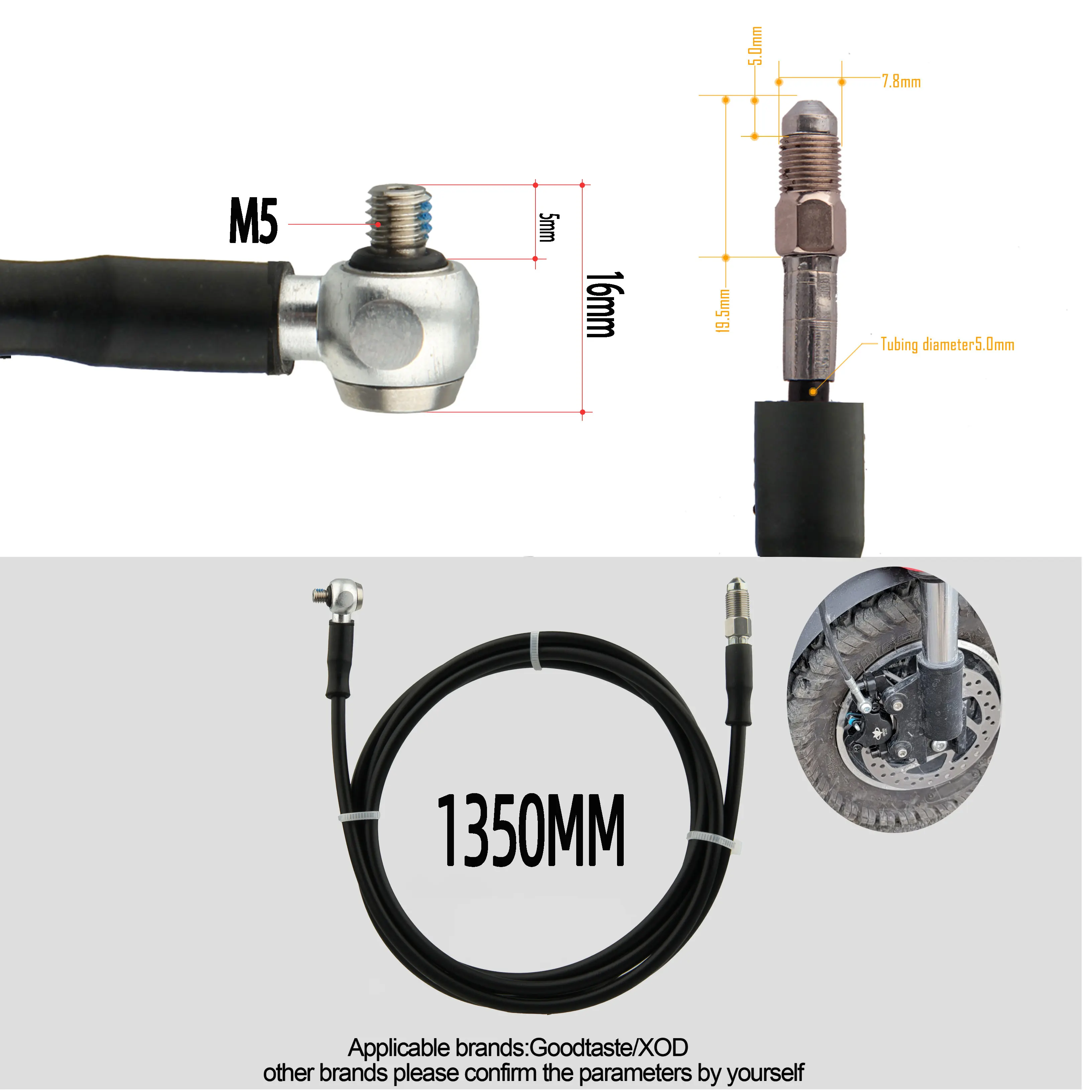Electric Mountain Road Bike Hydraulic Brake Accessories Screws Copper Sleeve Oil Needle Custom One-piece Tubing 1800mm for XOD