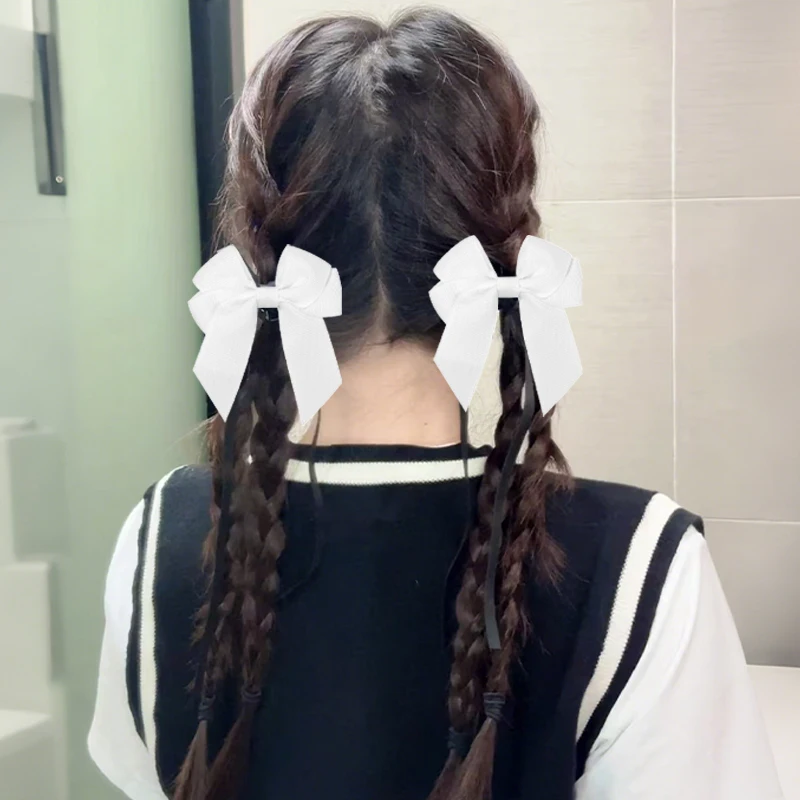 2 Stück/Set Einfarbiges Süßes Doppel-Schleifenband Haarband Kopfband für Mädchen Geschenk Kopfschmuck Pferdeschwanz-Haaraccessoire – Detail 6
