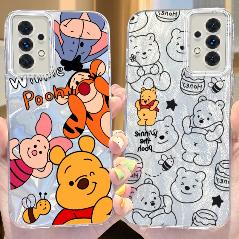 Disney Winnie Glitter Case for Samsung Galaxy S24 S23 Ultra Plus S21 FE A73 A72 A71 A54 A53 A52 A51 A50 A34 A33 A32 4G 5G Cover