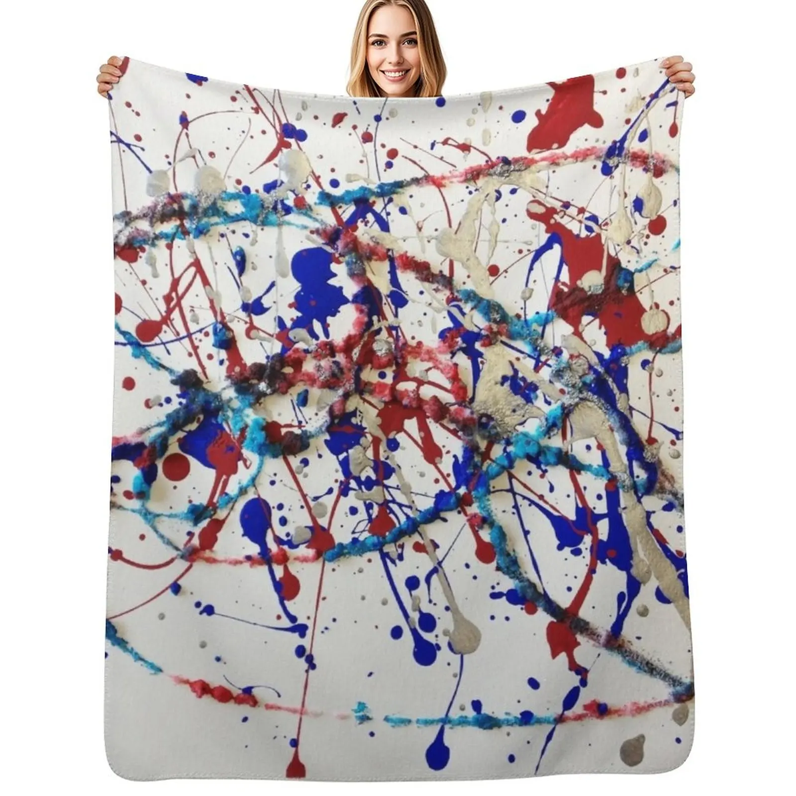 Abstract Jackson Pollock Painting Original Art Throw Blanket Faux Fur Soft Warm Blanket for Bed