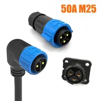 50A M25 2Pin 3Pin Self-locking Waterproof Joint Large Current Male Female Socket IP67 Charge Connector Power Aviation Plug